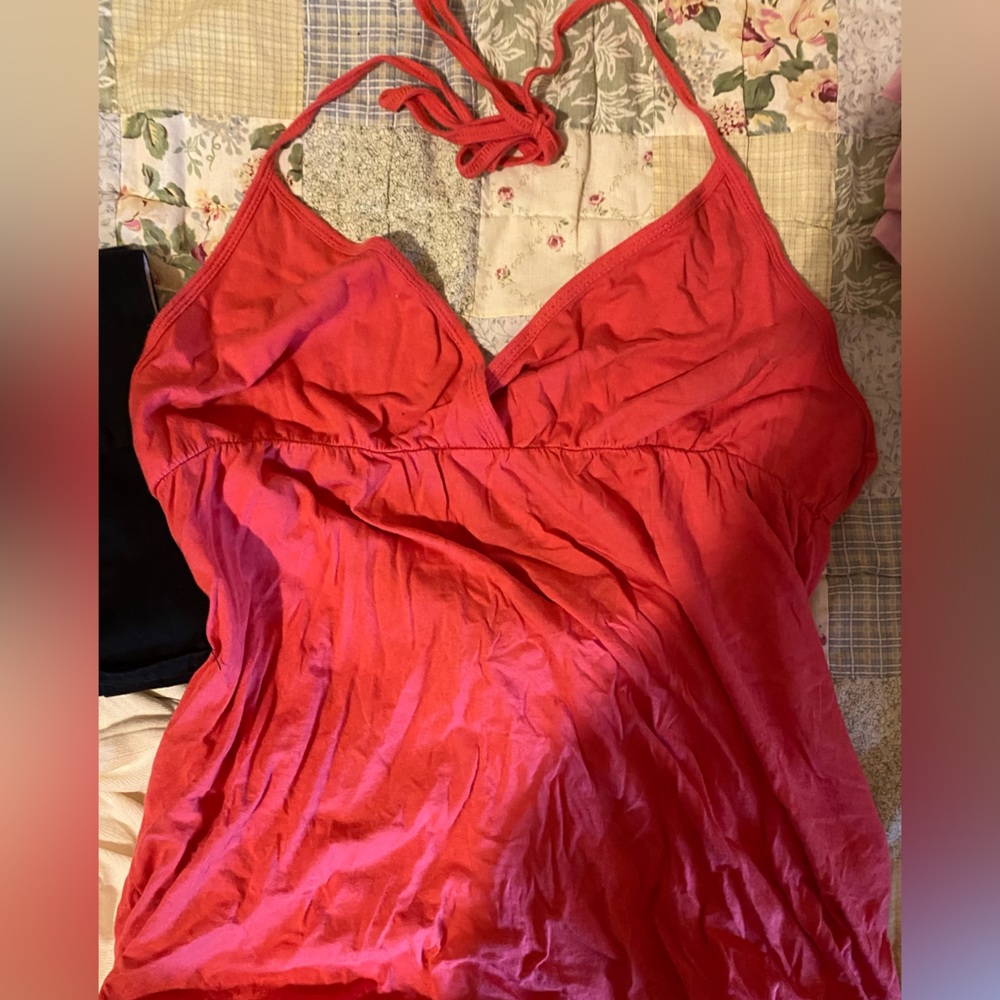 GAP Pink/Red Halter String Top-Large-Like New-Worn only 2 times-Low back-Flowy